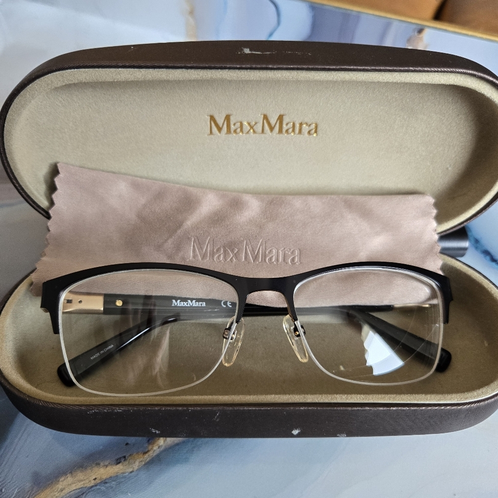 MaxMara•  Womens MM1236 Black W/ Gold Features Prescription Eyeglasses With Case